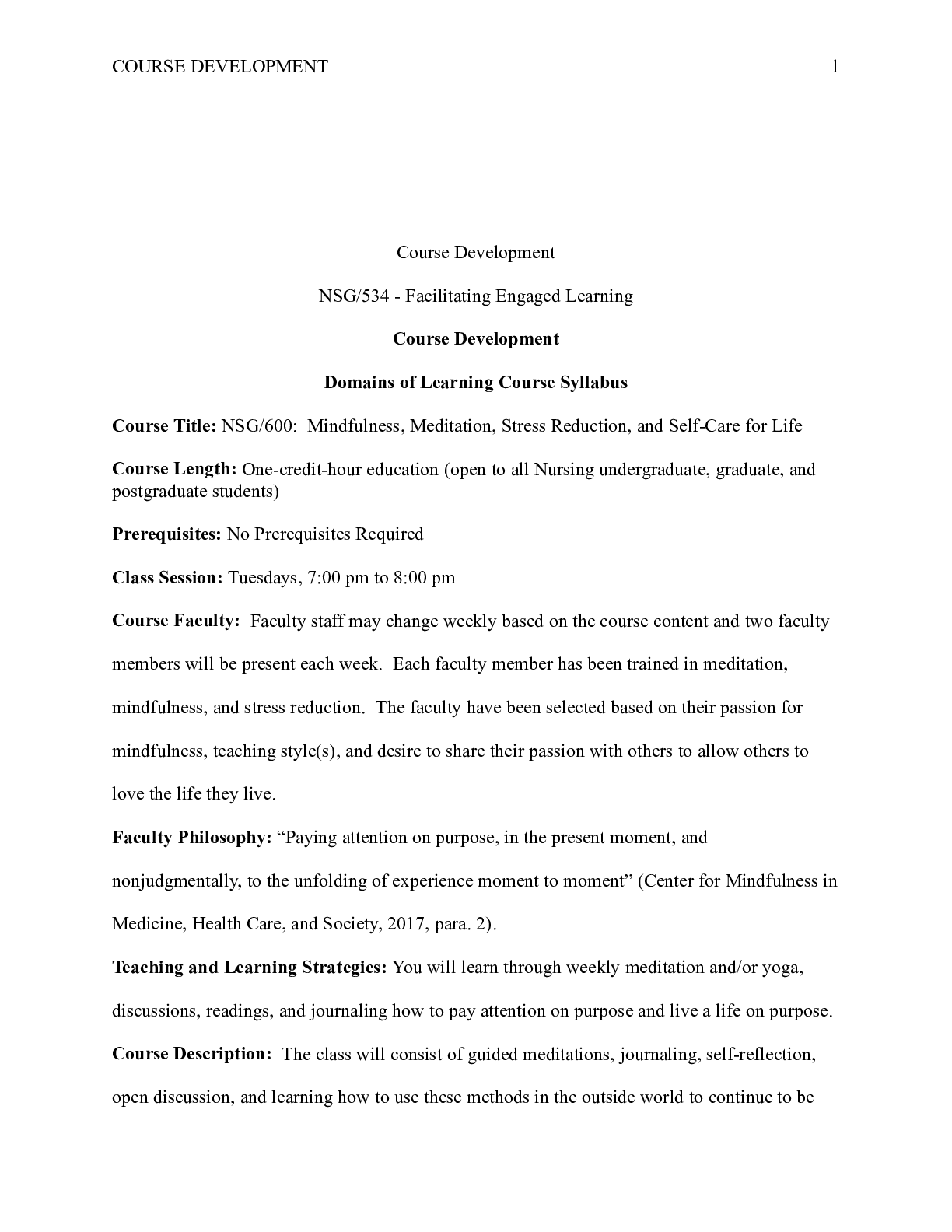 Preview image of CourseDevelopment.docx    Course Development  NSG/534 - Facilitating Engaged Learning  Cou document